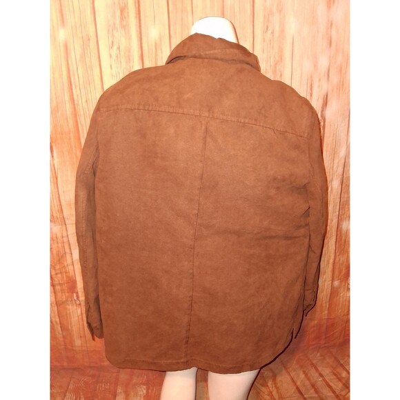 Additions By Chicos Brown Faux Suede Long Sleeve Button Up Jacket Sz 2 (L) - Picture 2 of 2